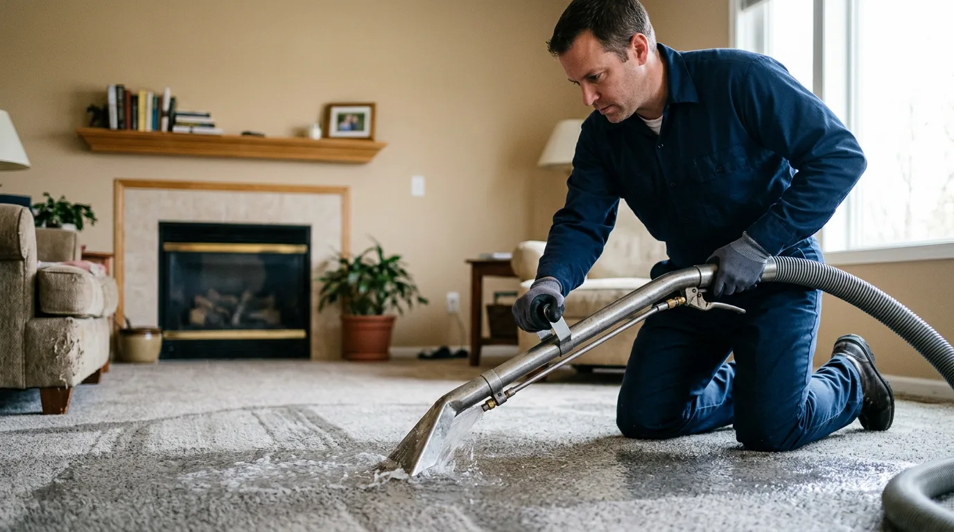Water damage restoration technician working near Womelsdorf, PA